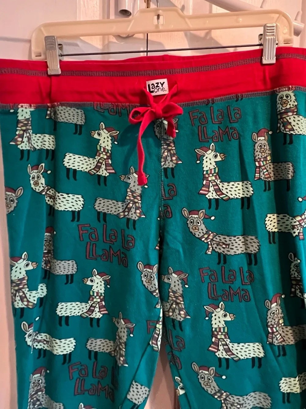 2 Pc❤️💚Llama Print Christmas Pants & Red Fleece Deer Pajama Set